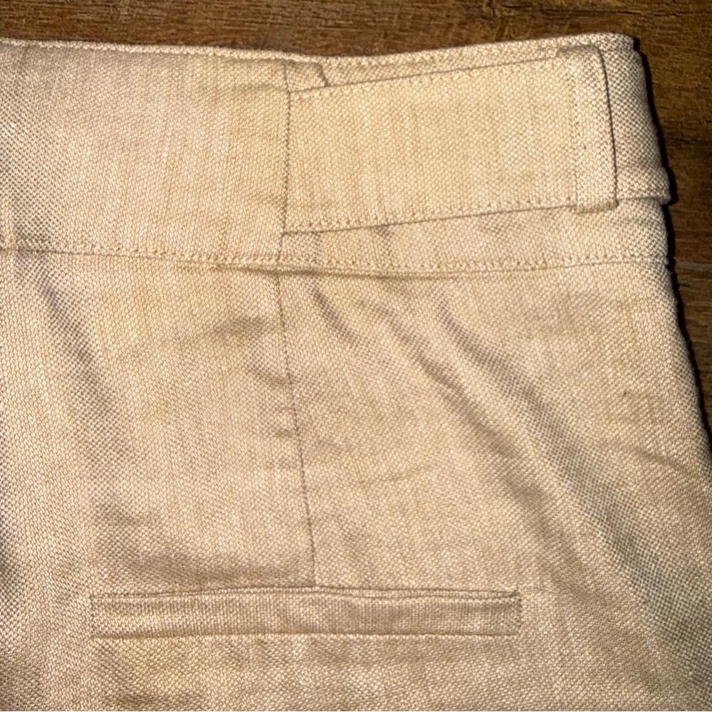 Veronica Beard Aubrie Women’s Khaki Linen-Blend Wide Leg Cropped Pants in Beige - Picture 11 of 16